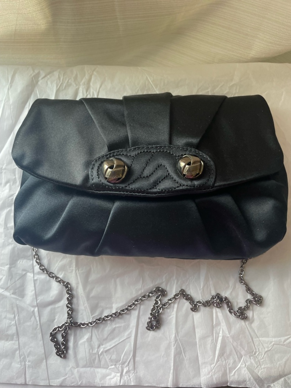 Henri Bendel Knot Mi Satin Clutch Shoulder Bag Black NWOT Henri Bendel - Picture 11 of 17
